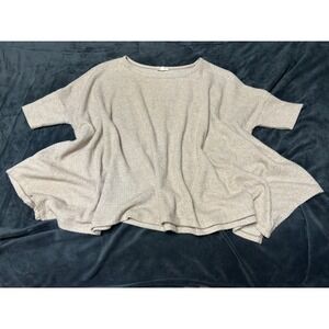 ODDI Beige Waffle Knit Oversized Dolman Sleeve Sweater Top Women S M